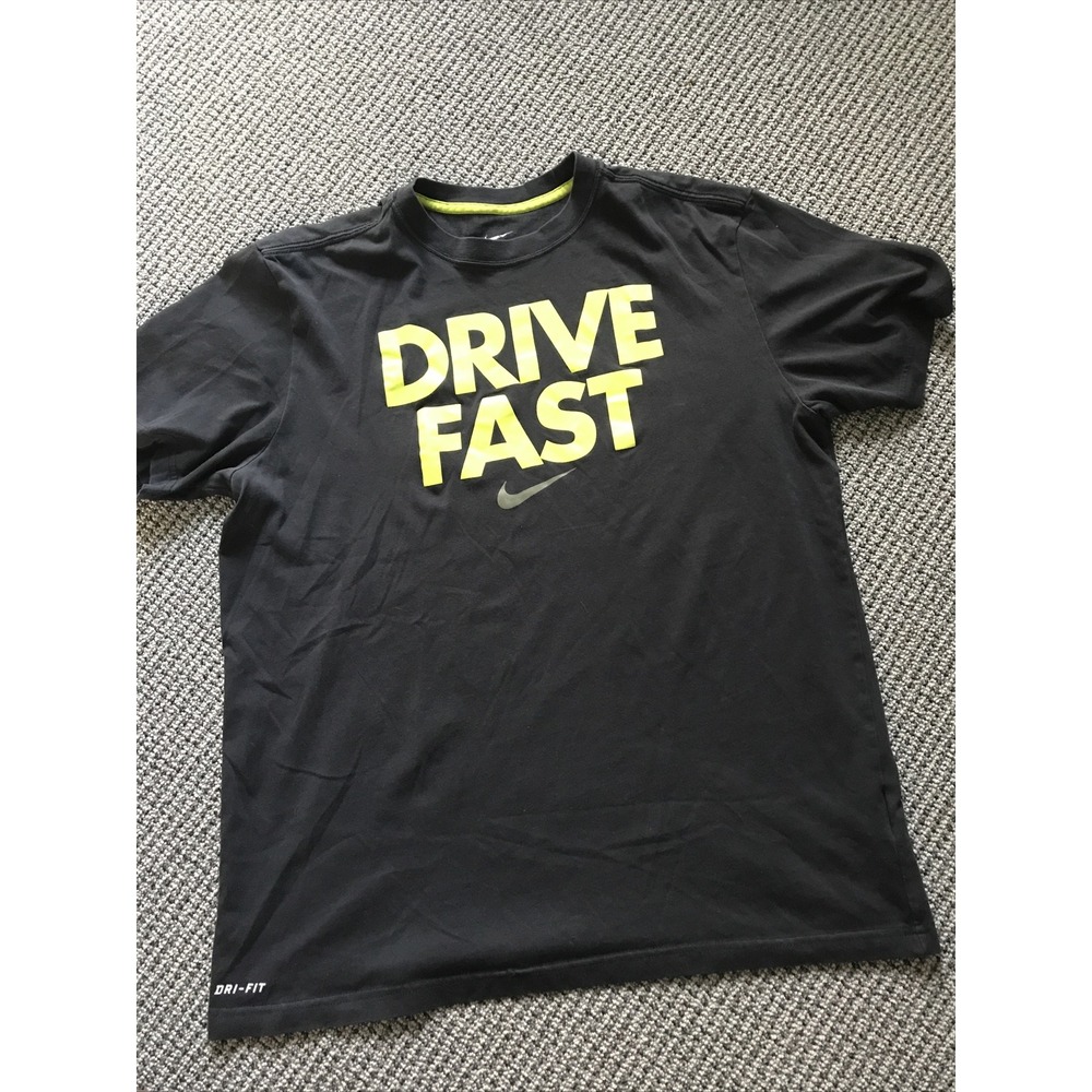 Nike DriFit Tee Black Size Large "Drive Fast"
